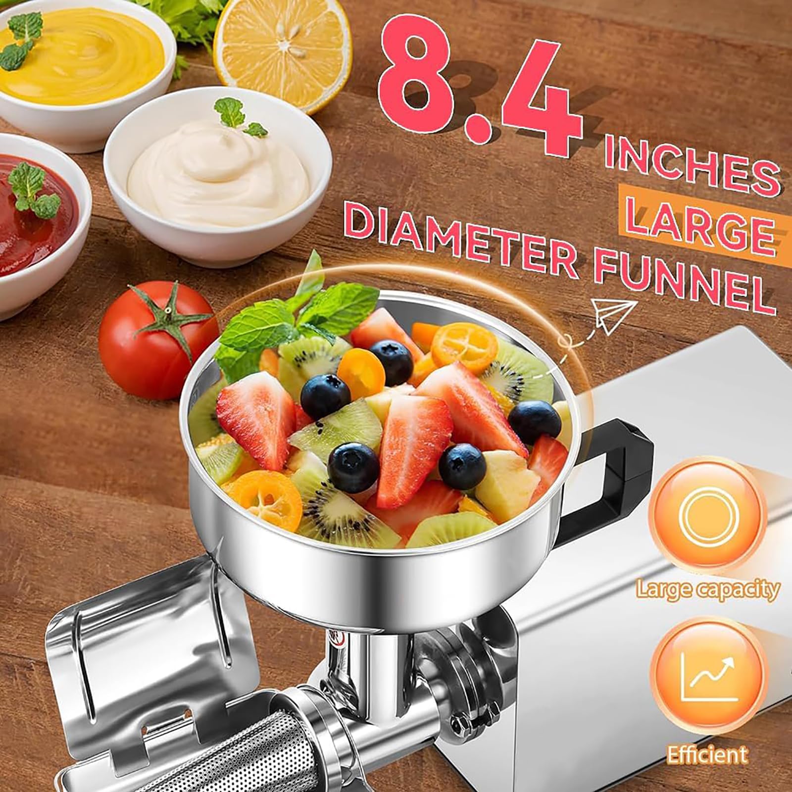 Macchina elettrica del filtro del pomodoro per marmellate e salse, 90-160Kg/h, separazione automatica dei rifiuti, corpo in acciaio inossidabile, motore di rame puro per bacche e frutta
