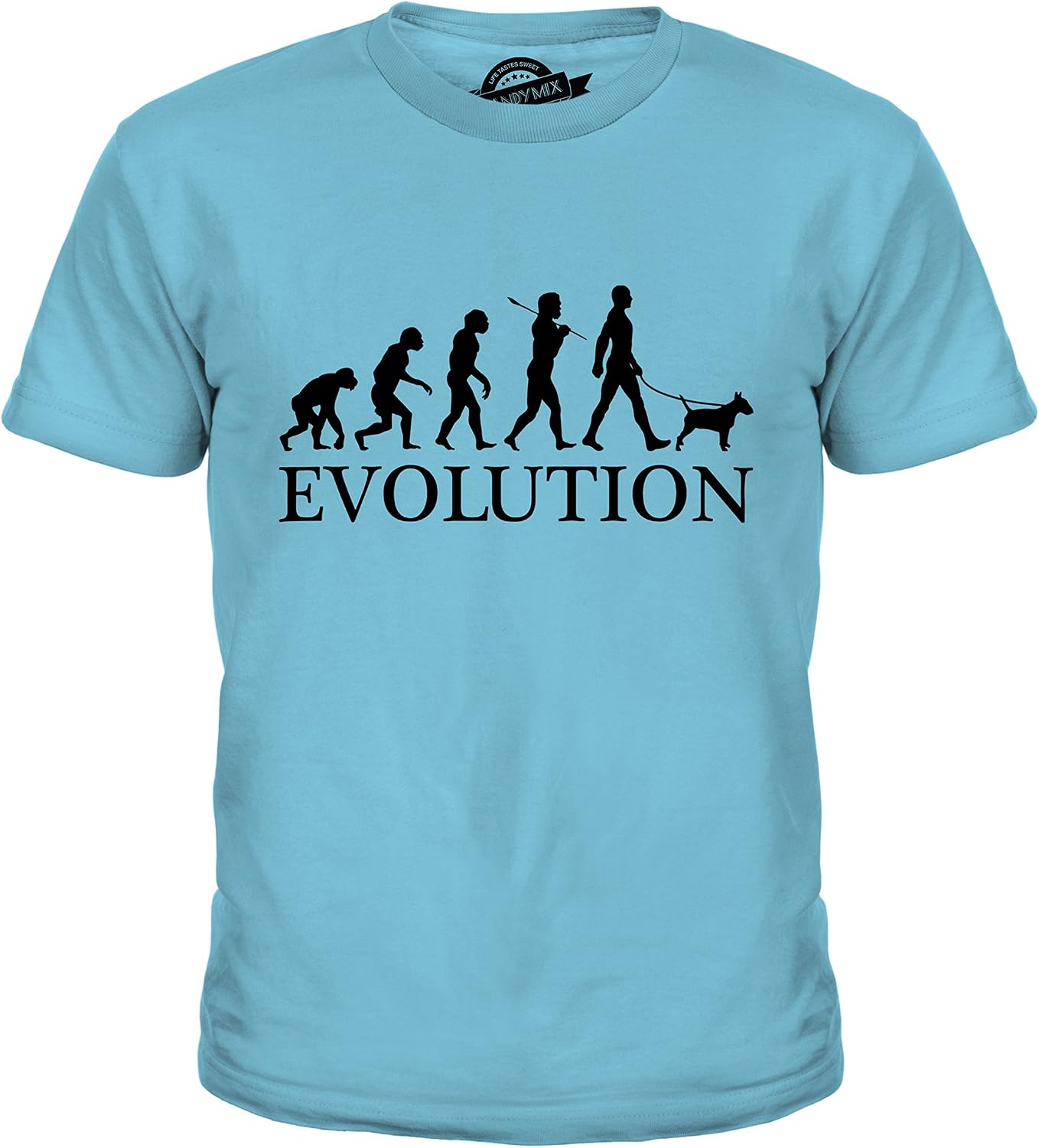 Candymix Border Terrier Evoluzione Umana T-Shirt da Donna Maglietta, Taglia X-Small, Colore Bianco