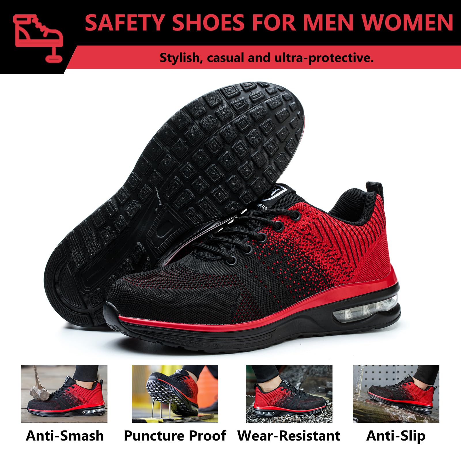 Baofular Scarpe Antinfortunistiche Uomo Donna Leggere Scarpe da Lavoro Comode Scarpe Sicurezza Antiscivolo Traspiranti