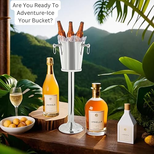 Miniatura 4 de Nagina International Enfriador de vino independiente de aluminio niquelado  Enfriadores de vino y bodega con cubo de hielo  Artículos de cocina y bar