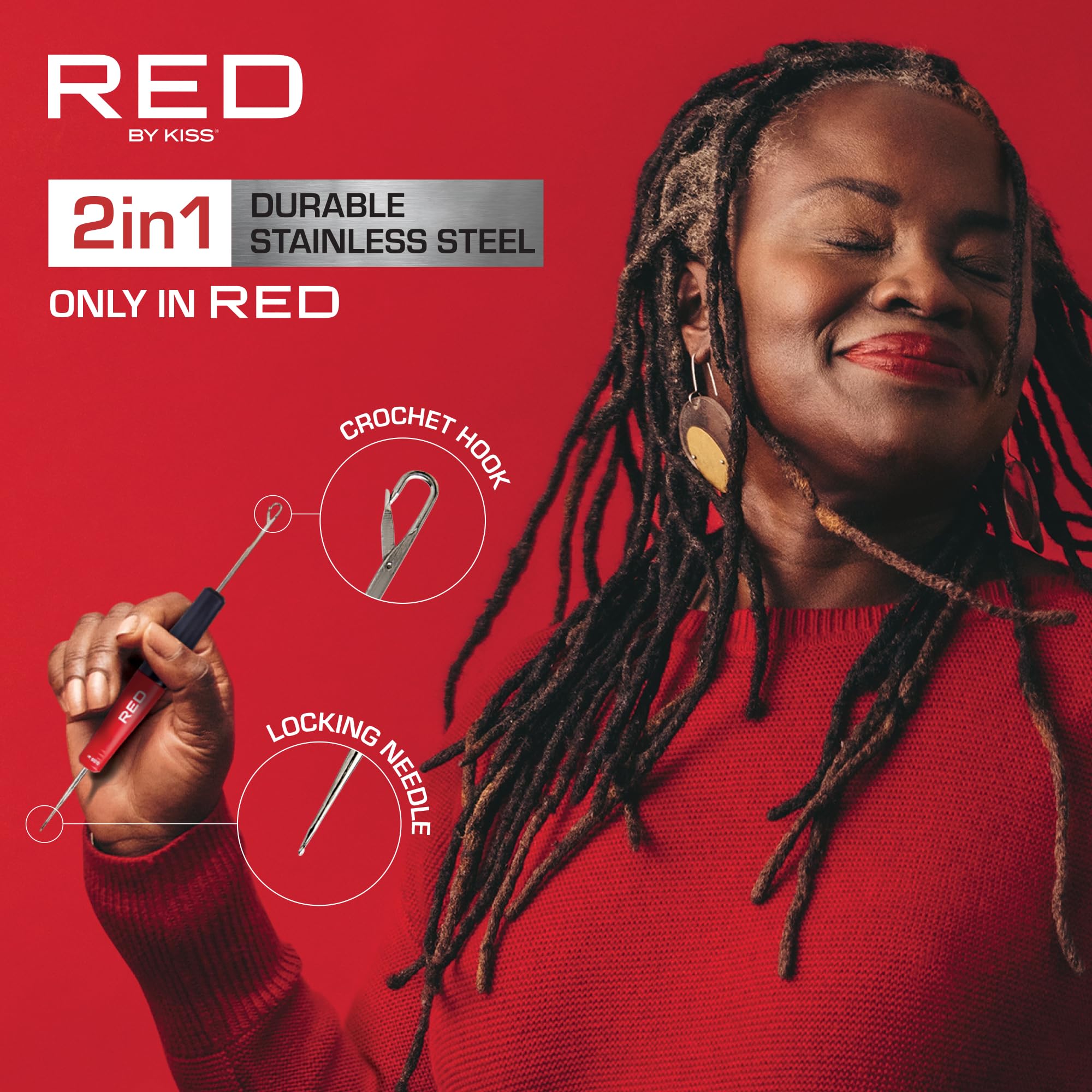 Amazon.com: Red by Kiss 2-in-1 Dread Crochet Duo, Stainless Steel