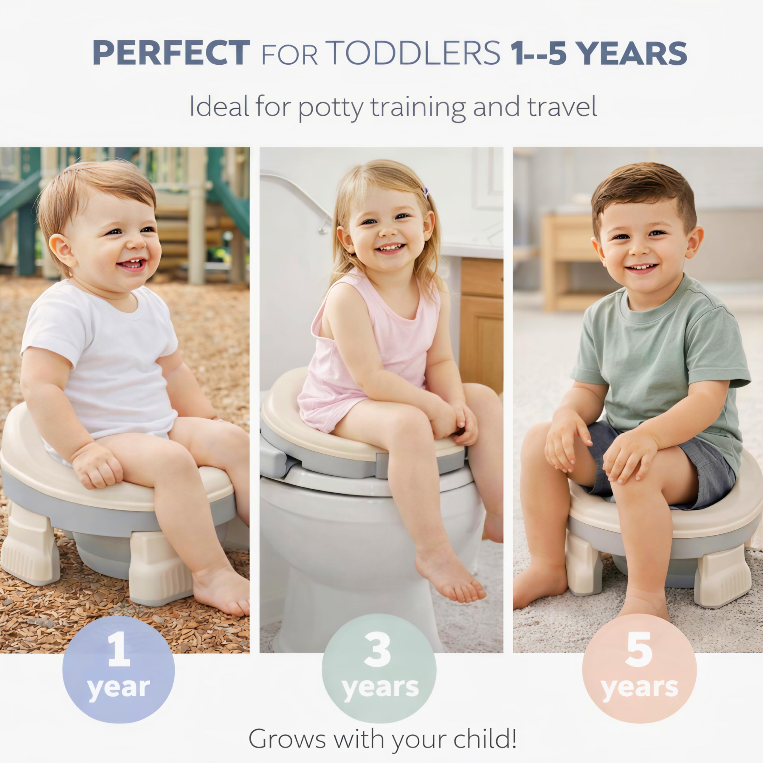 MomNess Foldable Travel Baby Potty Training Seat for Boys & Girls with Handles & Detachable Bowl, Toddler Potty Chair with Anti-Slip Base, BPA-Free, Unisex, Coffee 4