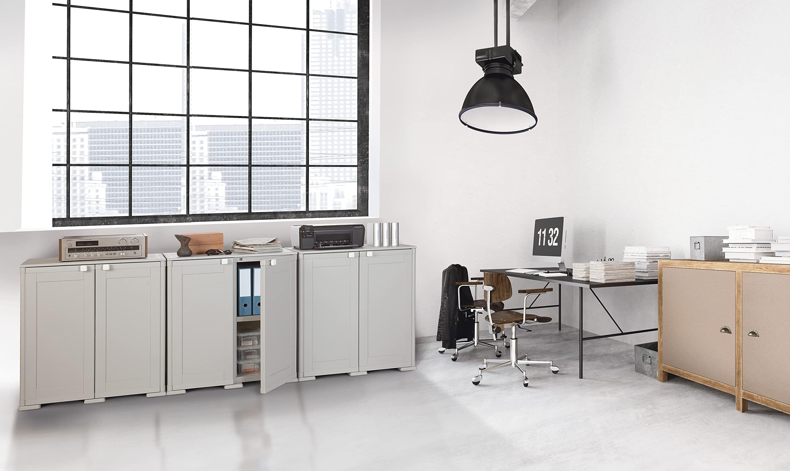 Tontarelli S.p.A. Armadio SIMPLEX Basso+1 RIPIANO Largo Mobile Contenitore, Panna, 79X43XH85.5CM