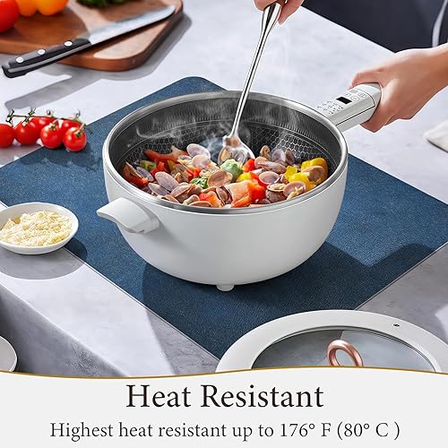 Miniatura 6 de Juego de 6 manteles individuales de piel sintética, lavables, resistentes al calor, antideslizantes, impermeables, a prueba de aceite, para comedor,