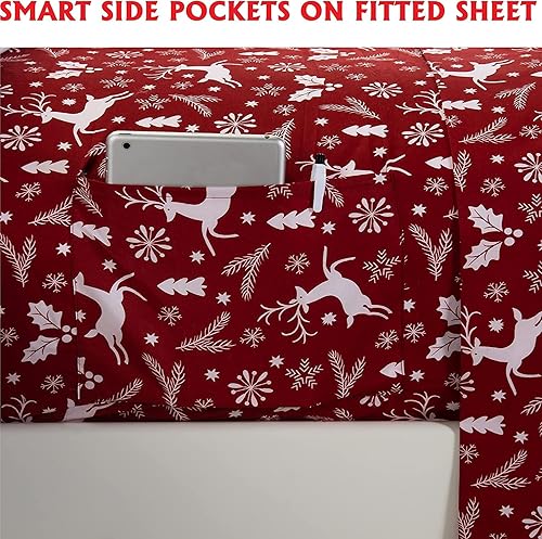 Miniatura 3 de Elegant Comfort Sábanas suaves de lujo con patrón navideño 1500 microfibra de calidad hotelera de alta calidad, suave, resistente a las arrugas y a