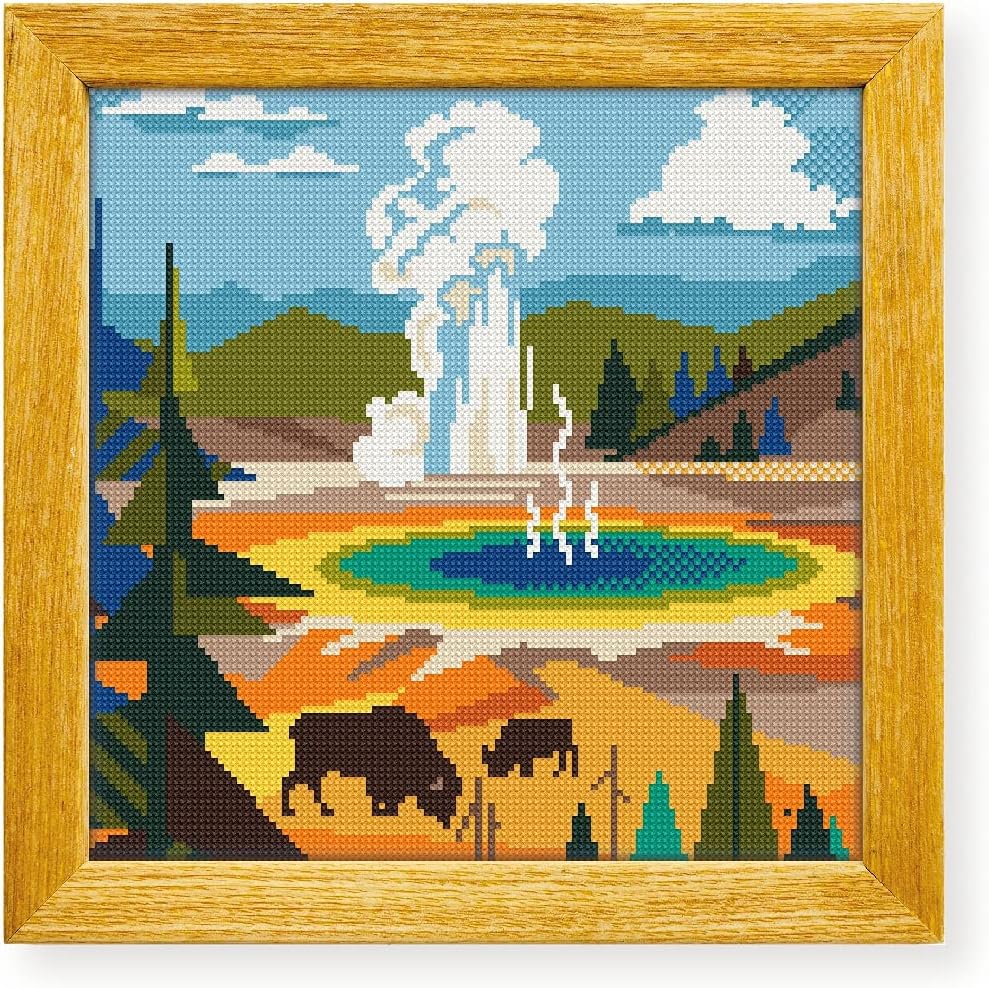 Awesome Pattern Studio Yellowstone National Park DS419, Diamond Painting Kit, Diamond Art Kits for Adults, Full Drill 5D Diamond Dots Kits. All Items Included.