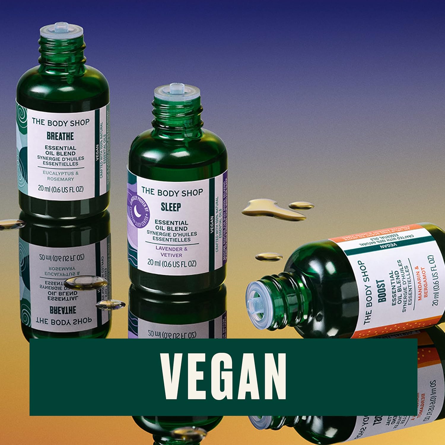 The Body Shop Breathe Essential Oil Blend with Eucalyptus & Rosemary – Enriched Calming Oil – Relaxes and Refreshes Your Mind – Vegan – 0.6oz