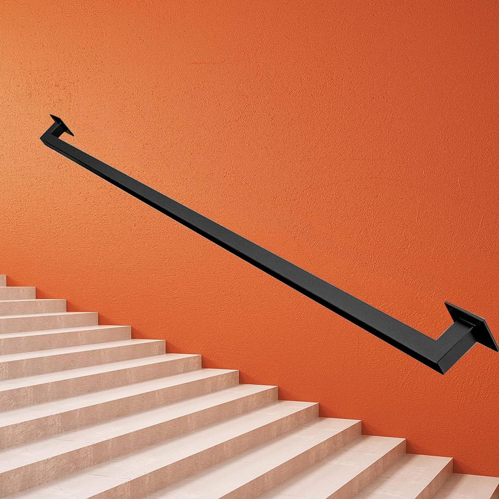 Rampe de sécurité d'escalier noire 450cm pour éviter les chutes des seniors