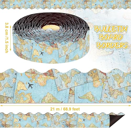 Miniatura 2 de Outus Tablero de anuncios magnético de 68.9 pies, borde magnético de pizarra blanca para aula, tiras enrollables, pizarras de tiza para pared,