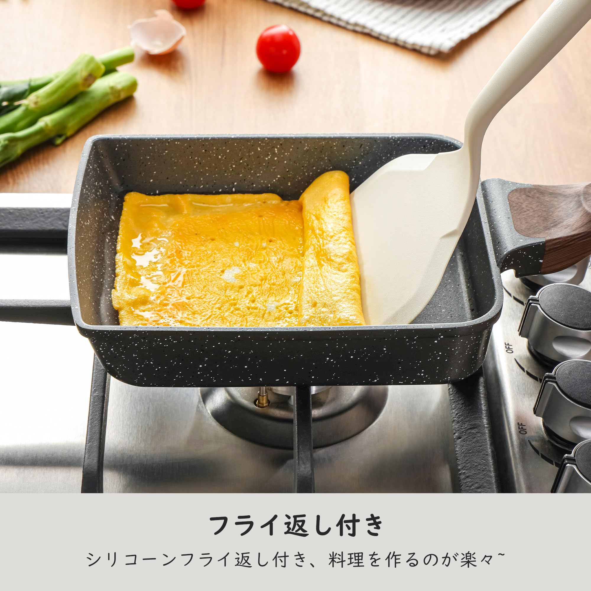 Tupperware エッグパンフライ返し付き Amazon | SENSARTE 卵焼きフライパン フライ返し付き 18cm*15cm IH