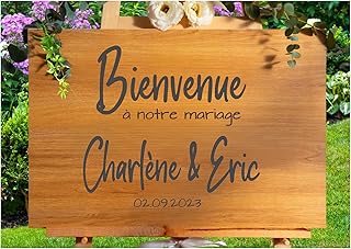 Sticker personnalisé pour panneau de bienvenue – Mariage, baptême, anniversaire – Décoration d’événement à poser sur bois, miroir ou plexiglas – Fabrication artisanale française (DESIGN 2)