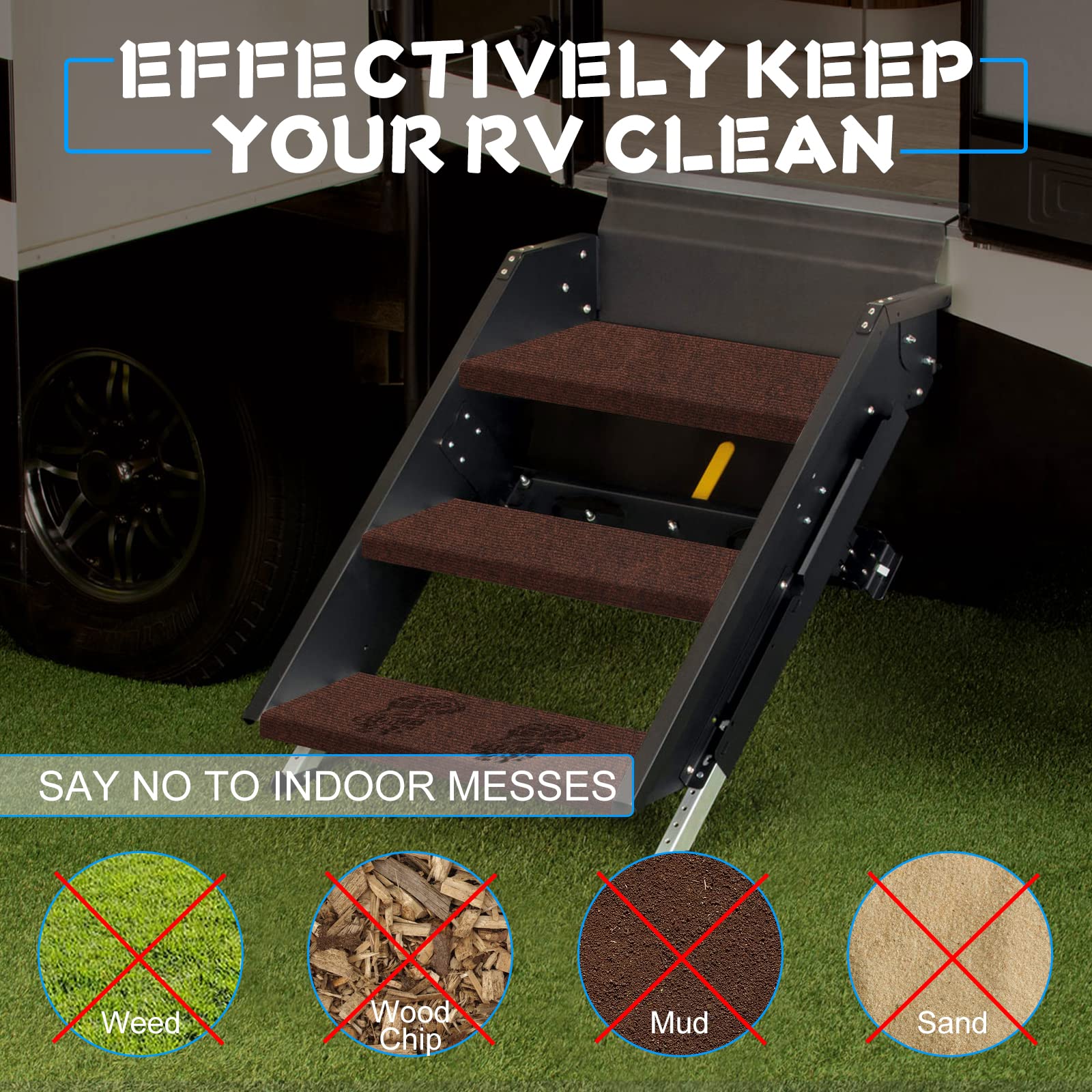 Rv Essentials OPL5 RV Step Rug 22 Inch Wide, 3 Pack RV Step Covers ...