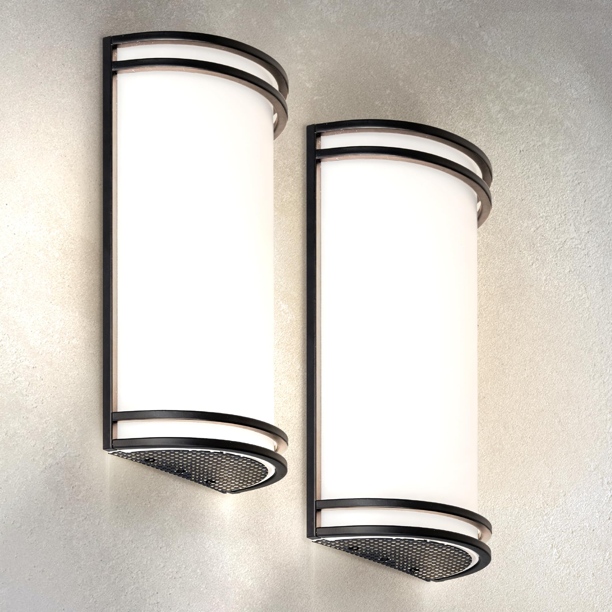 ASD Indoor LED Wall Sconce Lights - 14 Inch 20W Black Modern LED Wall Sconces Hardwired - ETL Dimmable 3000K 4000K 5000K Adjustable Sconce Light Fixture for Bedroom, Hallway, 2 Pack