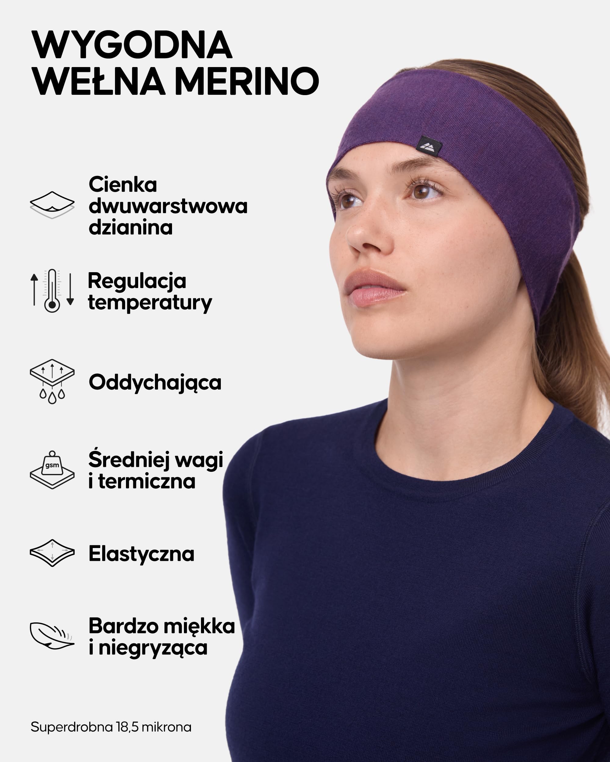 DANISH ENDURANCE Opaska na Głowę, Wełna Merino, 1 lub 2-Pak, Purple - 1 Pack, S/M