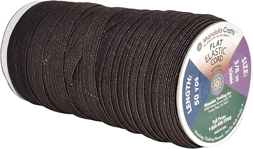 Vista 399 de Mandala Crafts - Rollo de cordón elástico plano para costura y manualidades Beige