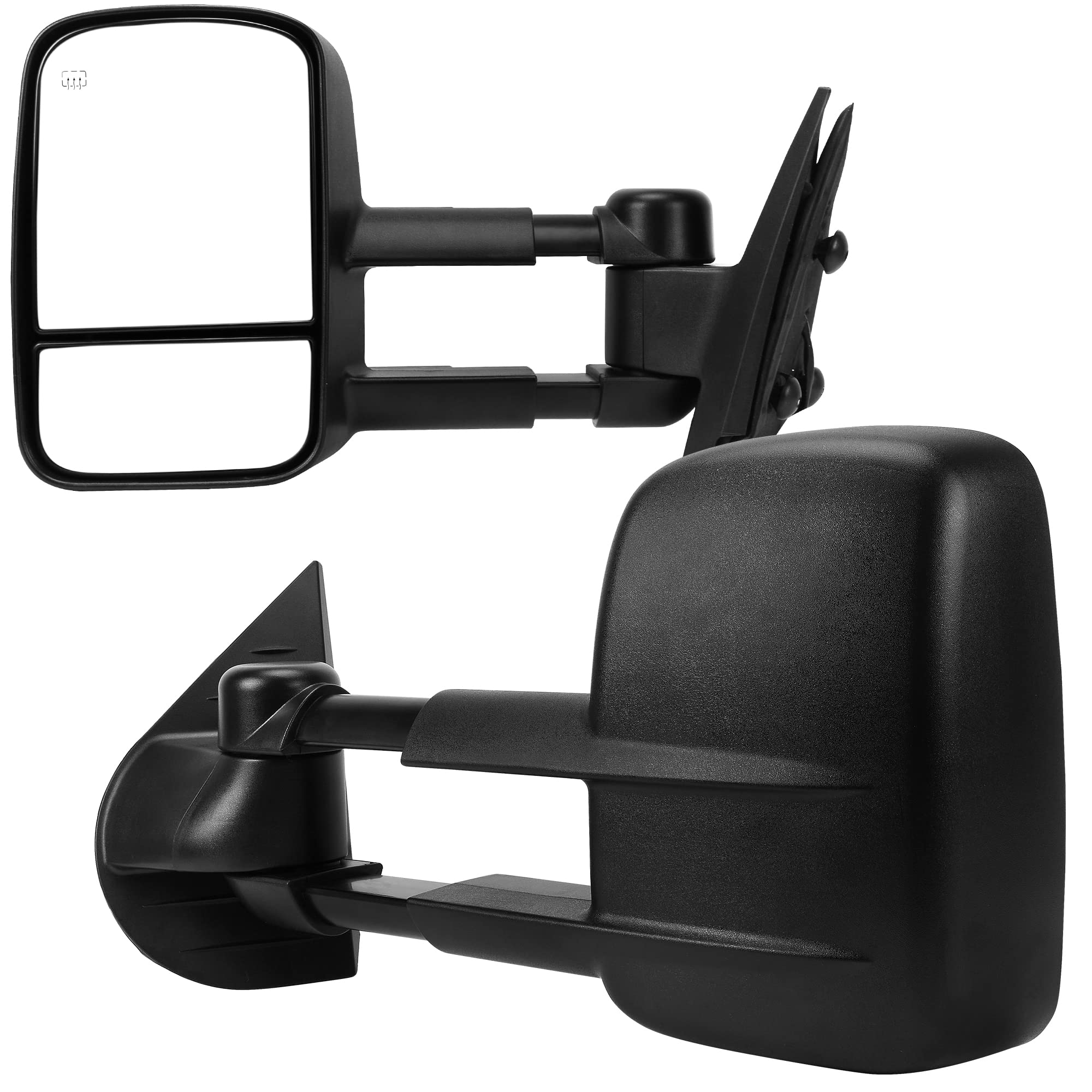 AUTOSAVER88 Towing Mirrors Compatible with 2007-2013 Chevy Silverado GMC Sierra All Models Right and Left Side Mirror Power Adjustable Heated Tow Mirror Set