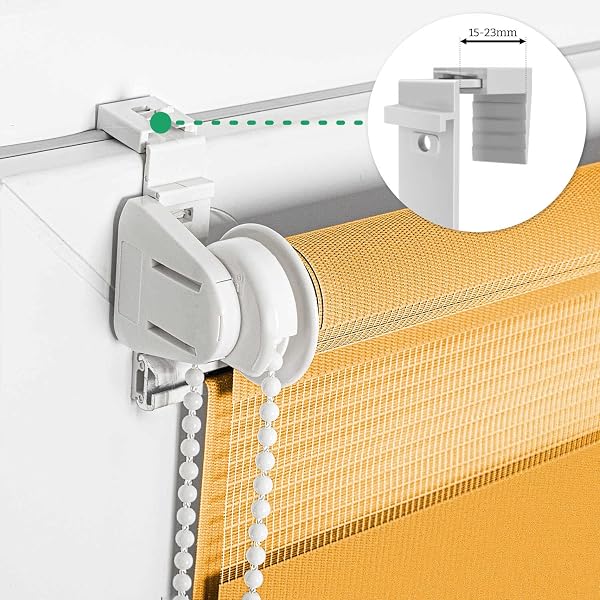 Estika Store Enrouleur Jour Nuit sans perçage - Orange - 60 x 120 cm - Store à enroulement, Double Tissu, pour fenêtres intérieures, Protection Contre Le Soleil - 2