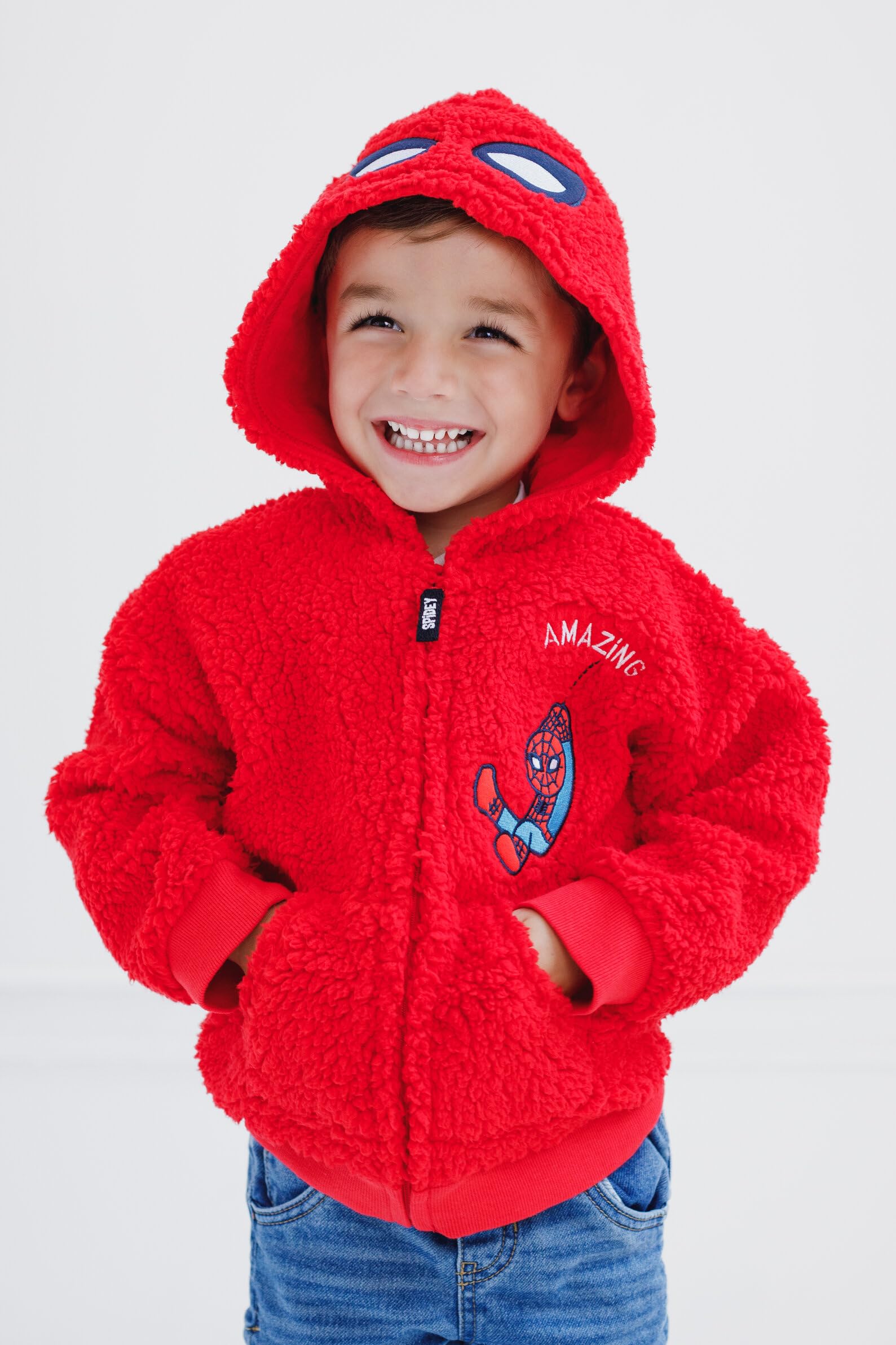 Marvel Avengers Spider-Man Accogliente Sherpa Cosplay Hoodie Neonato a Big Kid Taglie (0-3 Mesi - 10-12)