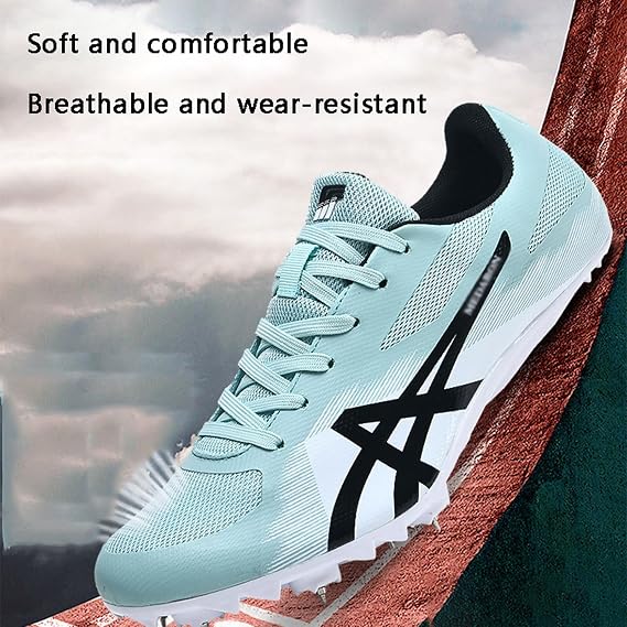 Unisex Track And Field Spikes Shoes,Racing Jumping Sprint Running Sneakers Non-Slip Breathable For Mens Women Youth Boys Athletics(The Shoes Are 1 Size Smaller)