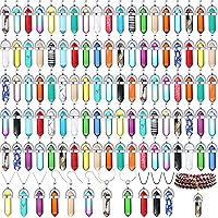 Hicarer 100pcs Hexagonal Chakra Crystal Pendants - DIY Healing Gemstone Bullet Beads for Necklace Earrings Bracelet Jewelry Making