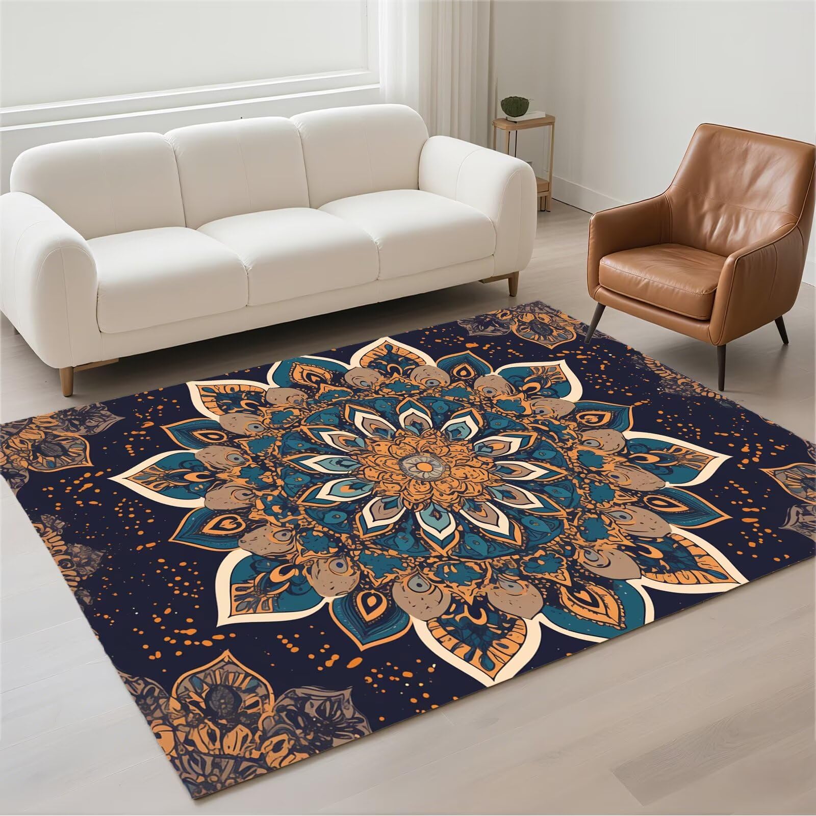 Tapis de couloir 50x80cm lavable et antidérapant imprimé mandala