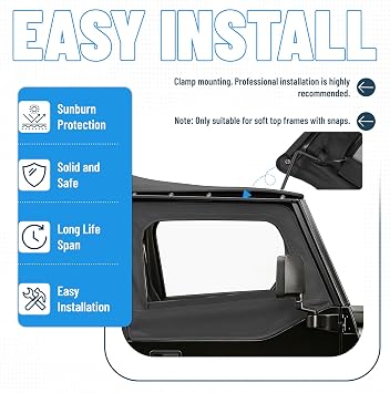 Convertible Soft Top Kit Compatible with 1987-1995 Jeep Wrangler YJ Black Soft Roof w/Upper Half Doors and Tinted Plastic Windows & Aluminum + Steel Mounting Frames Complete Replacement