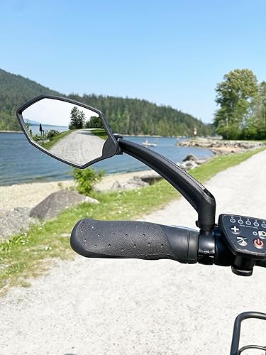 Miniatura 6 de Hafny Nuevo espejo de bicicleta para manillar 2023, brazo largo, lente de vidrio HD, ajustable y giratorio, espejo retrovisor seguro para bicicleta,