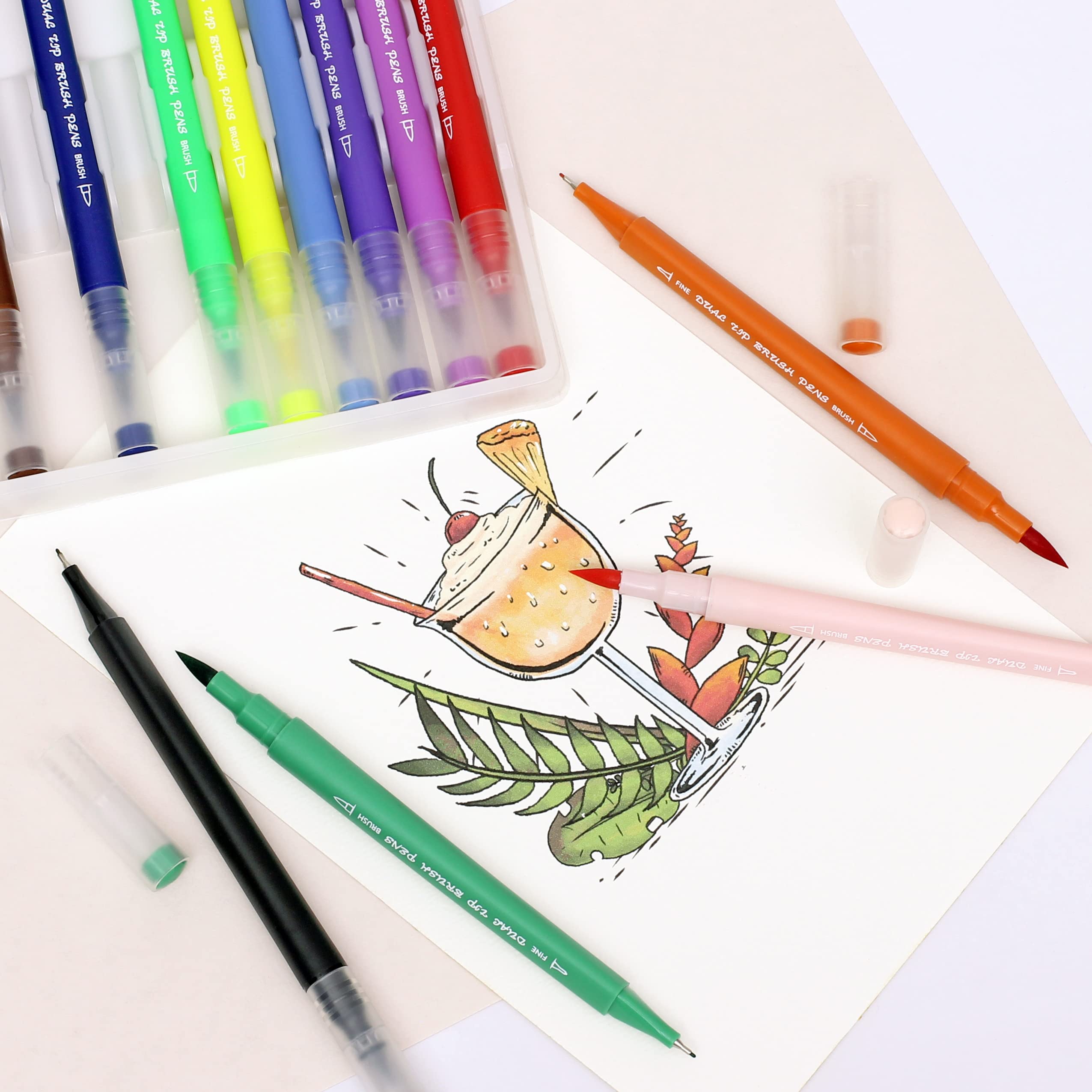 Liquidraw Lot de 12 feutres à pointe double pour coloriage pour adultes, croquis, peinture, calligraphie, dessin et lettrage Liquidraw Lot de 12 feutres à pointe double pour coloriage pour adultes, croquis, peinture, calligraphie, dessin et lettrage