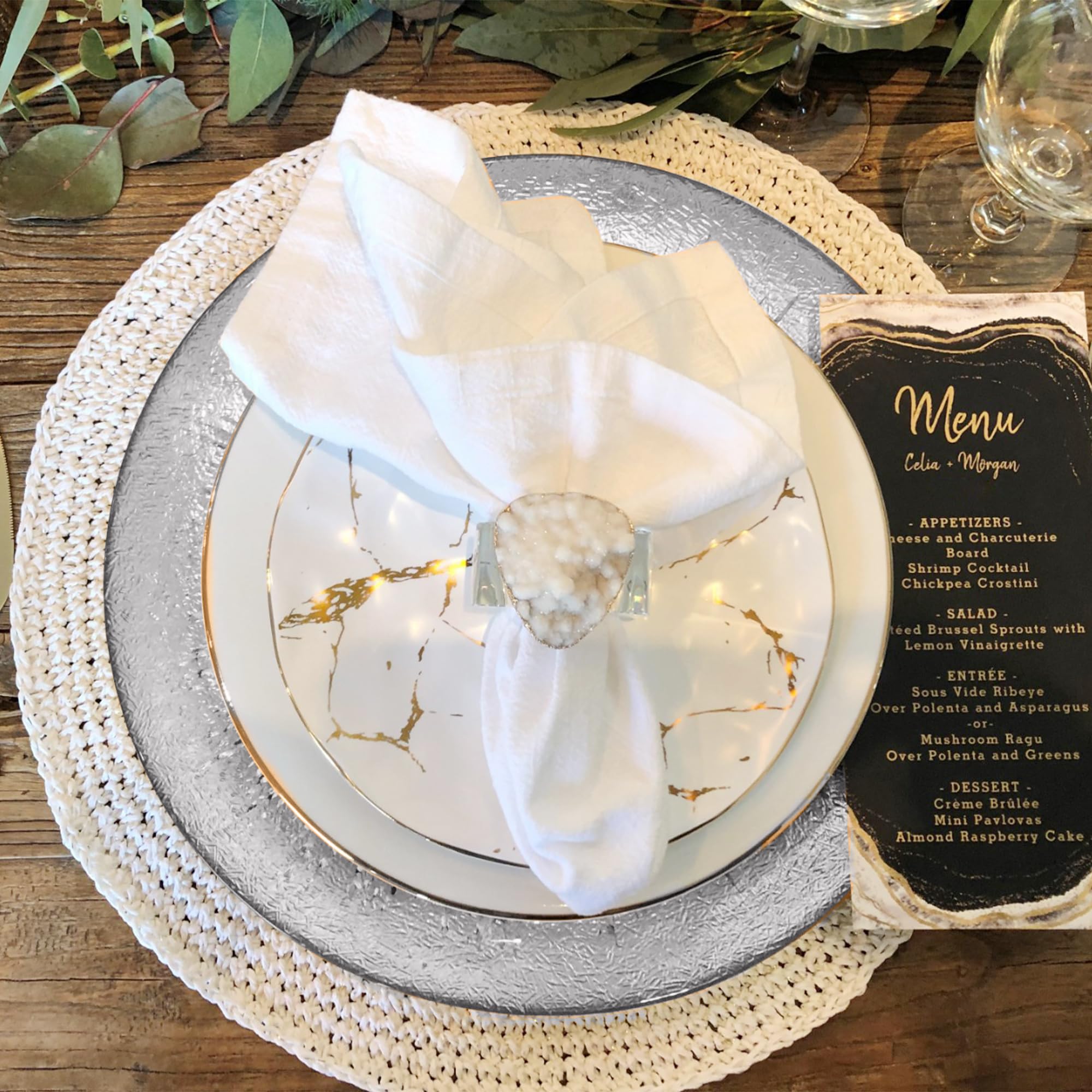 Platos de carga decorativos para fiestas, platos de vidrio con ribete plateado para decoración de mesa de comedor, bodas, cumpleaños, fiestas, vajilla, eventos de catering, 33 cm, 6 unidades