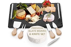Yes4Quality Slate Serving Board Set w/ Easy Carry Handles