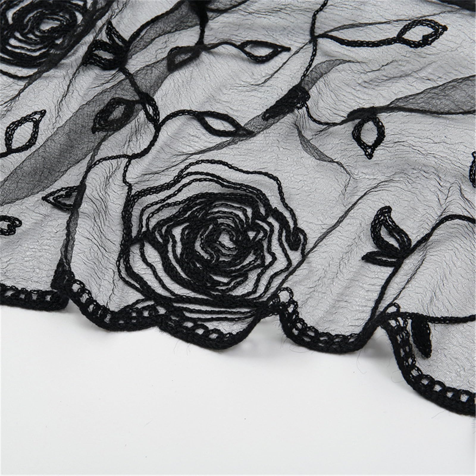 Mantilla Velo Pañuelo para la Cabeza de Misa Latina Velo de Encaje con Flores Chal español Pañuelo para la Cabeza para Capilla católica Velo de Novia para Boda (D)