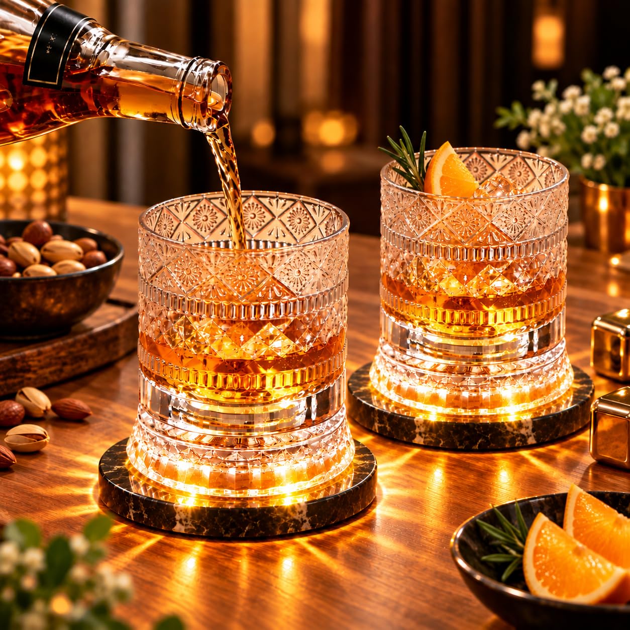 LED Revolving Whiskey Glasses - Rotating Crystal Tumblers -14