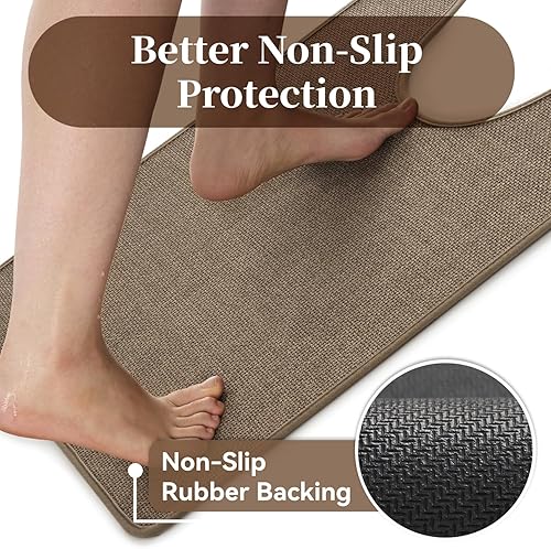 Miniatura 4 de MontVoo Alfombras de baño en forma de U, ultrafinas y antideslizantes, parte trasera de goma, alfombras de baño de contorno lavables para tapete de