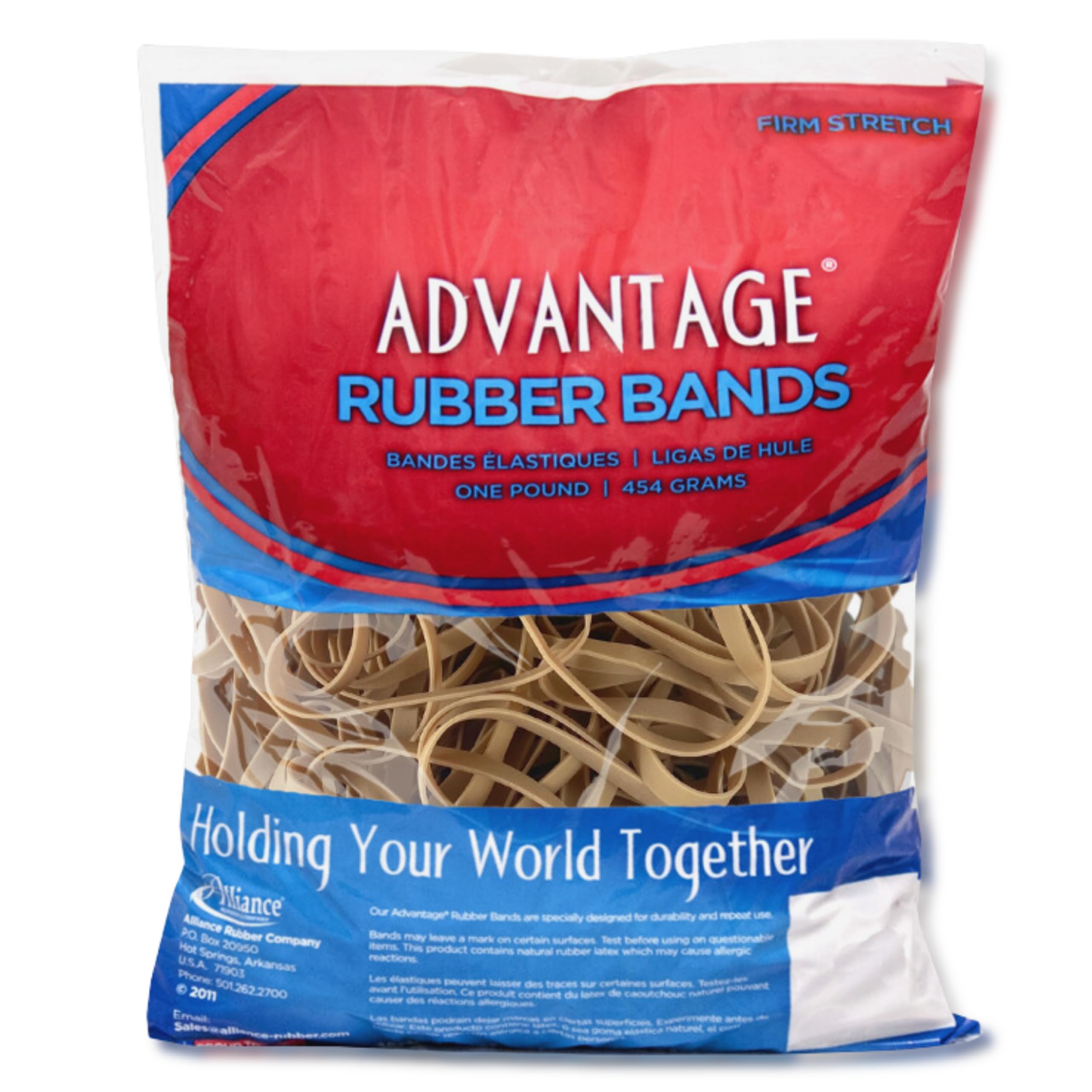 Alliance Rubber 26644 Advantage Rubber Bands Size #64, 1 lb Bag Contains Approx. 320 Bands (3 1/2" x 1/4", Natural Crepe)