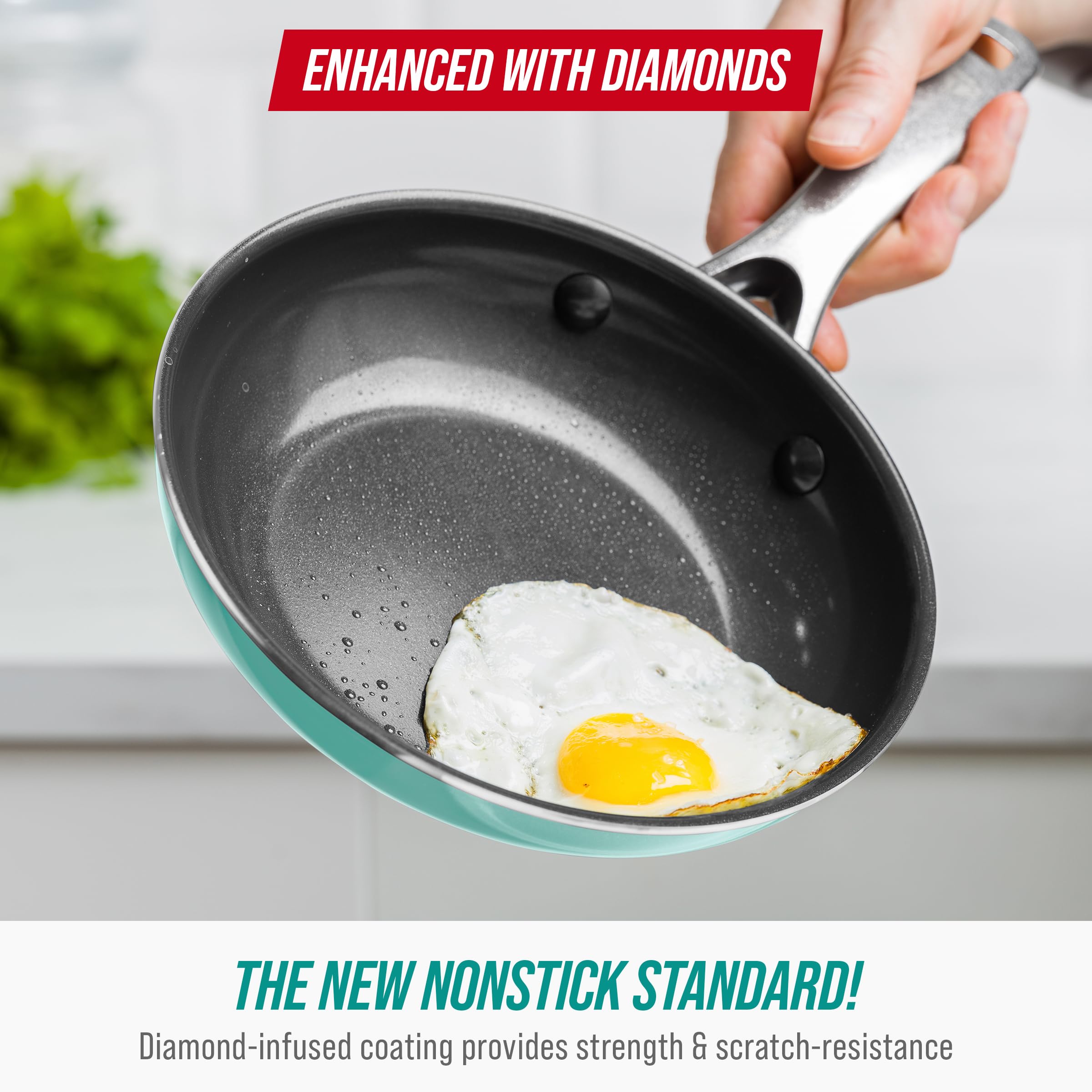 Blue Diamond Ceramic Frying Pan - Turquoise -2 Blue Diamond Ceramic Frying Pan - Turquoise -2