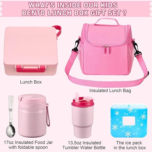 Miniatura 2 de Lonchera Bento para niños con termo de sopa de 17 onzas, botella de agua aislada y bolsa de almuerzo aislada, a prueba de fugas, contenedor de