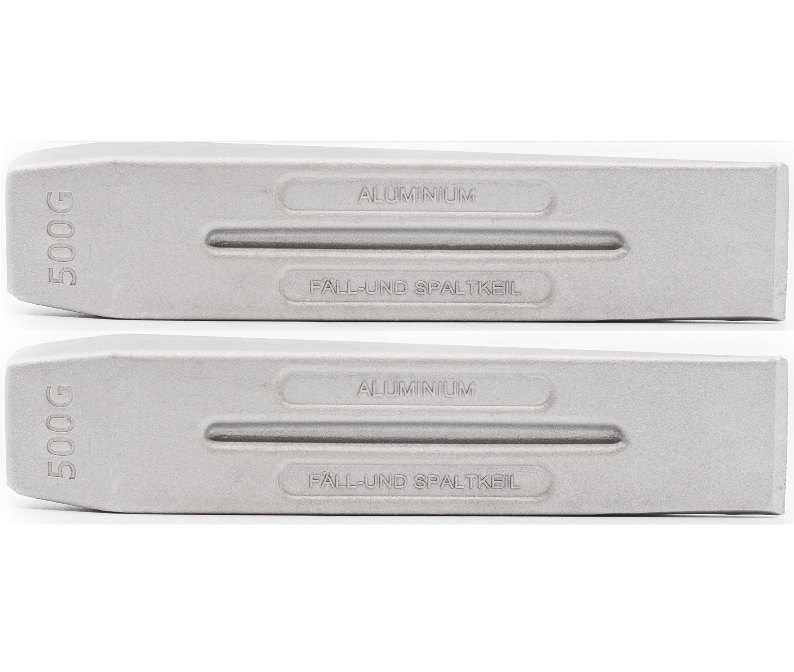 2X Profi ALU Spaltkeil Massiver Spaltkeil + Bildmagnet! Fällkeil in Keilform aus Spezialaluminium für Holzspaltung Spaltaxt Holz Spalthammer Holzspalter Drehspaltkeil Drehkeil Spaltgranate Silber, W