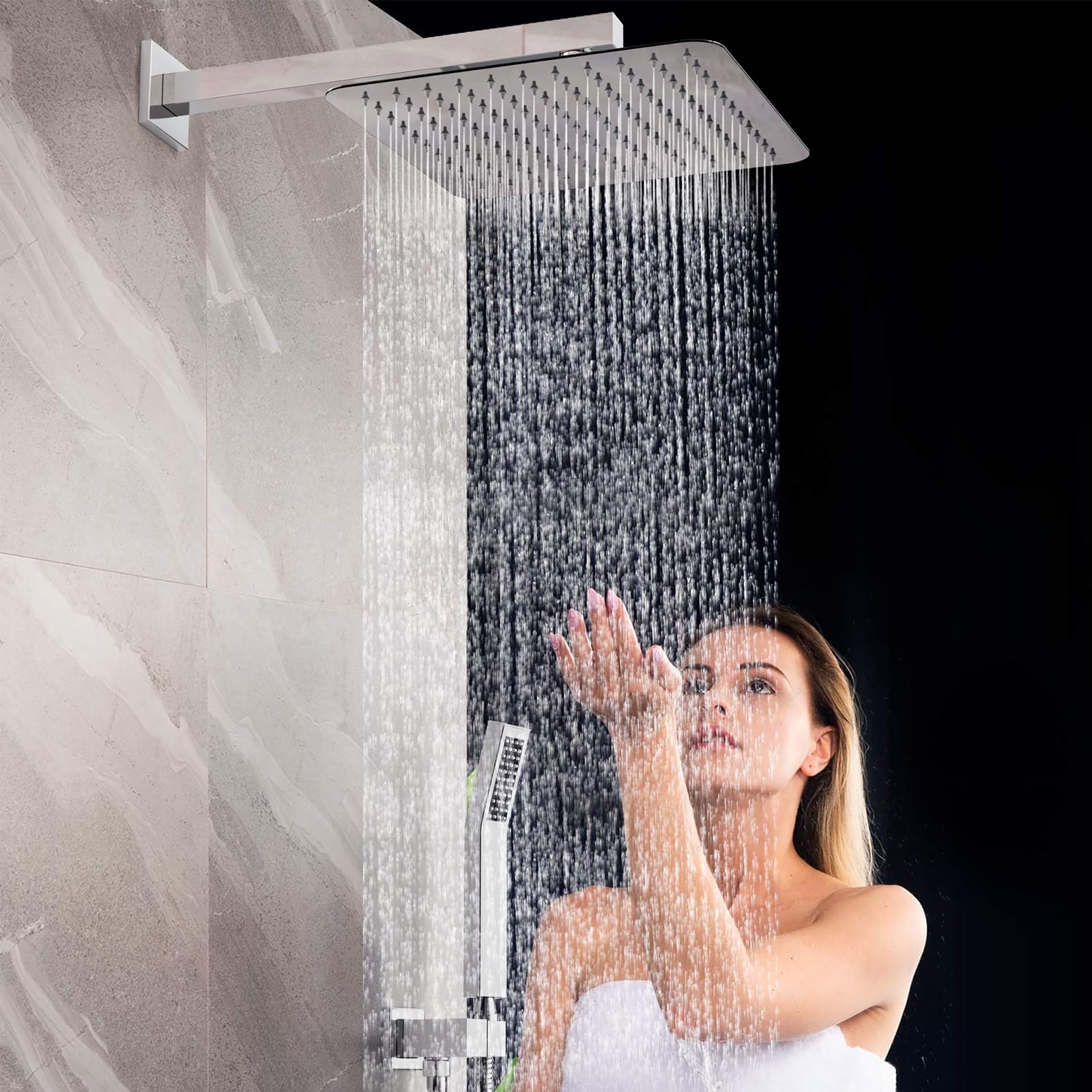 Rainsworth Set Doccia Incasso Cromo, Sistema Doccia Completo con Miscelatore, Kit Doccia con Soffione Doccia a Pioggia 30 * 30cm, Soffione Doccia, Miscelatore da incasso per doccia Corpo in ottone