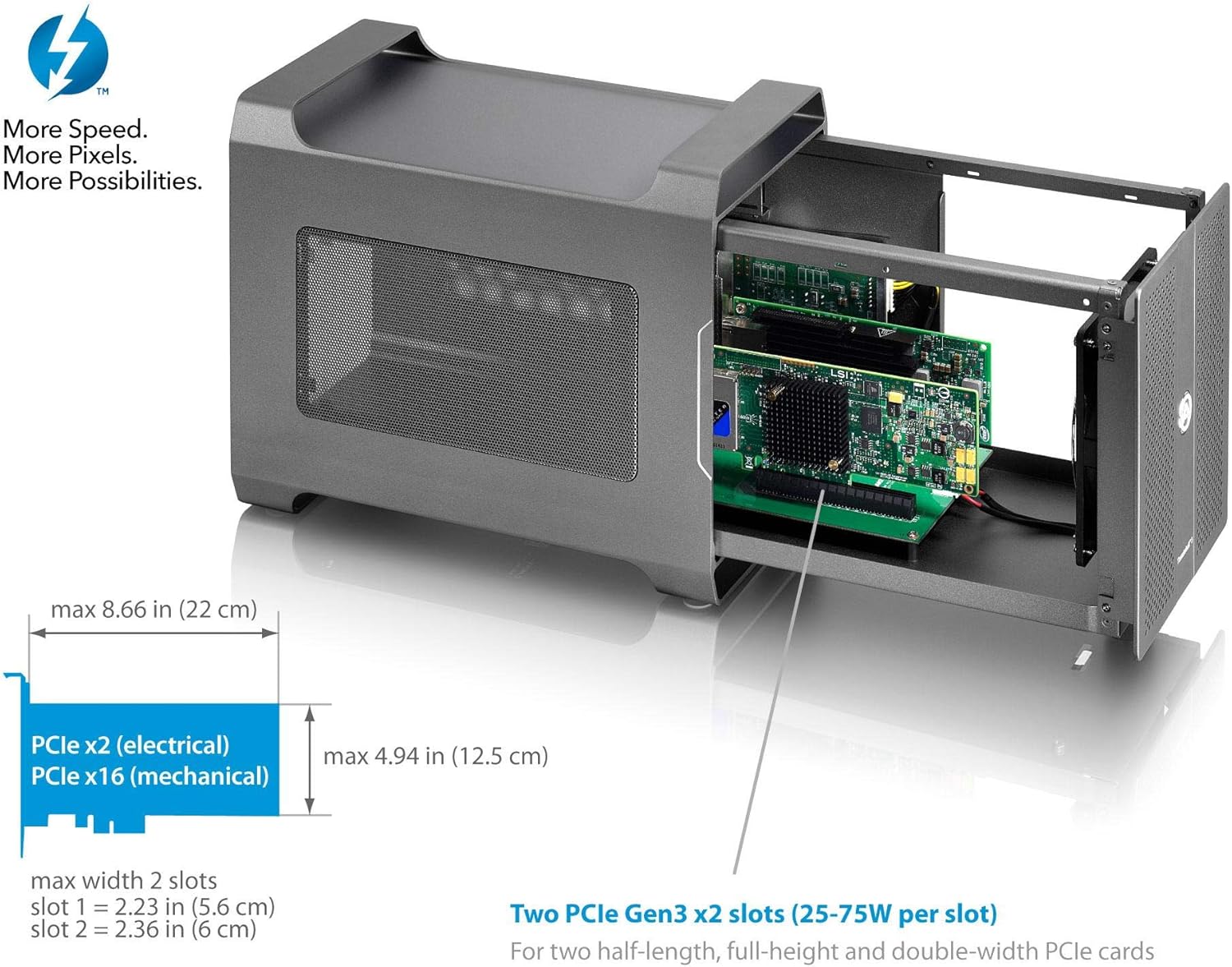 Akitio (un marchio OWC Node Duo - Chassis di espansione PCIe Thunderbolt (USB-C) a 2 slot per schede PCIe a mezza lunghezza, a tutta altezza e a doppia larghezza Akitio (un marchio OWC Node Duo - Chassis di espansione PCIe Thunderbolt (USB-C) a 2 slot per schede PCIe a mezza lunghezza, a tutta altezza e a doppia larghezza