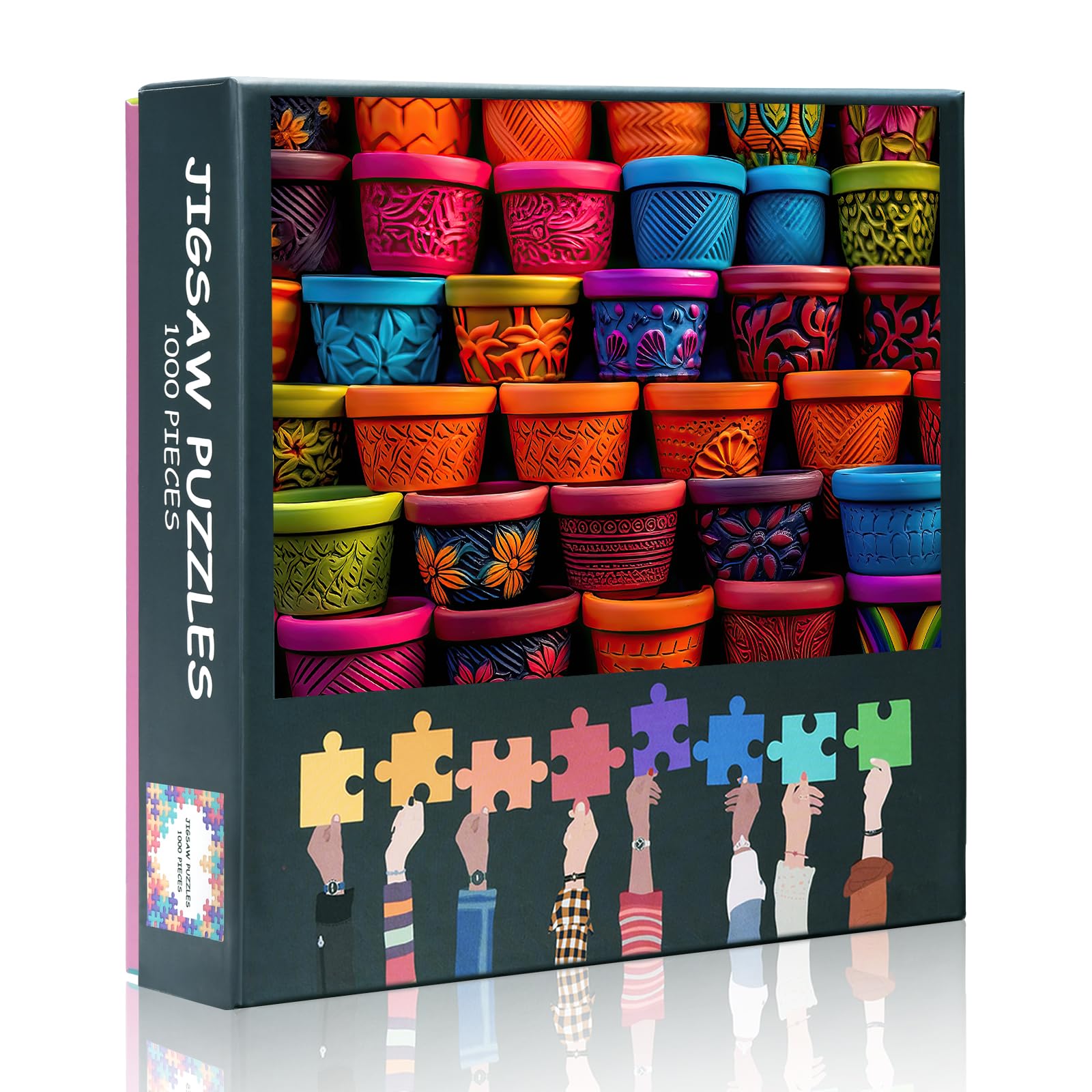 Colour Jigsaw Puzzles Full of Stacked Colourful Jars Puzzle for Adults 1000 Pieces, Difficult Impossible Challenges Jigsaw Puzzles for Adults, 19.5 x 27.5 Inch
