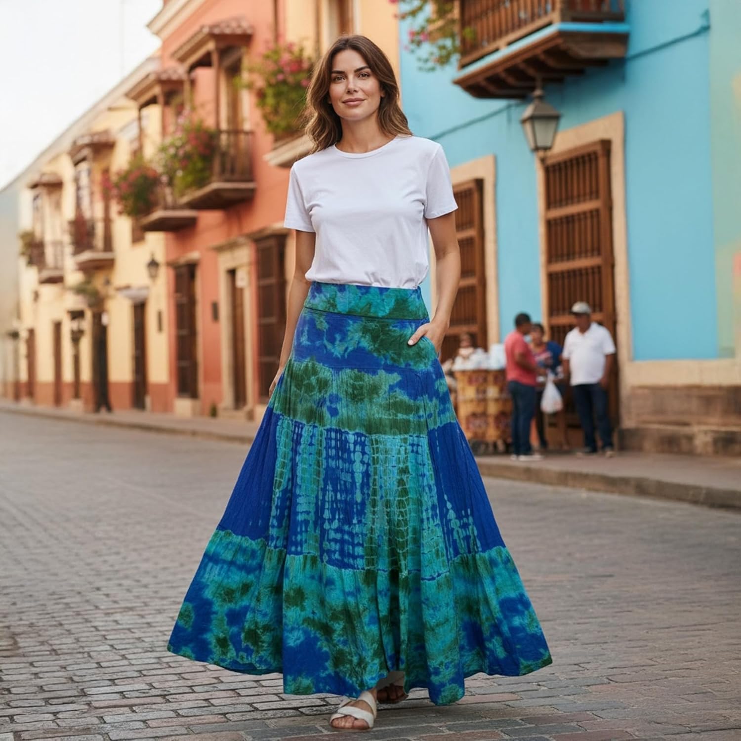 Agan Traders 2026 Long Skirts for Women - Bohemian Tie-dye High Waistband Maxi Skirt - A Line Flared Women's Skirts - Image 4