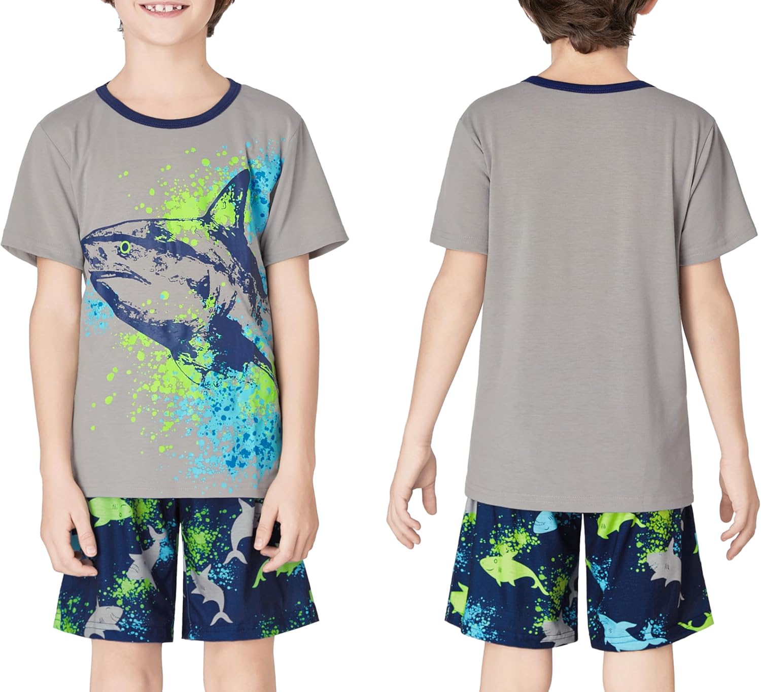 Tebbis 2-Piece Cozy Pajamas For Little/Big Boys Gamer Yellow Short Sleeves Cool PJs Set Kid Size 6-18 - Image 2