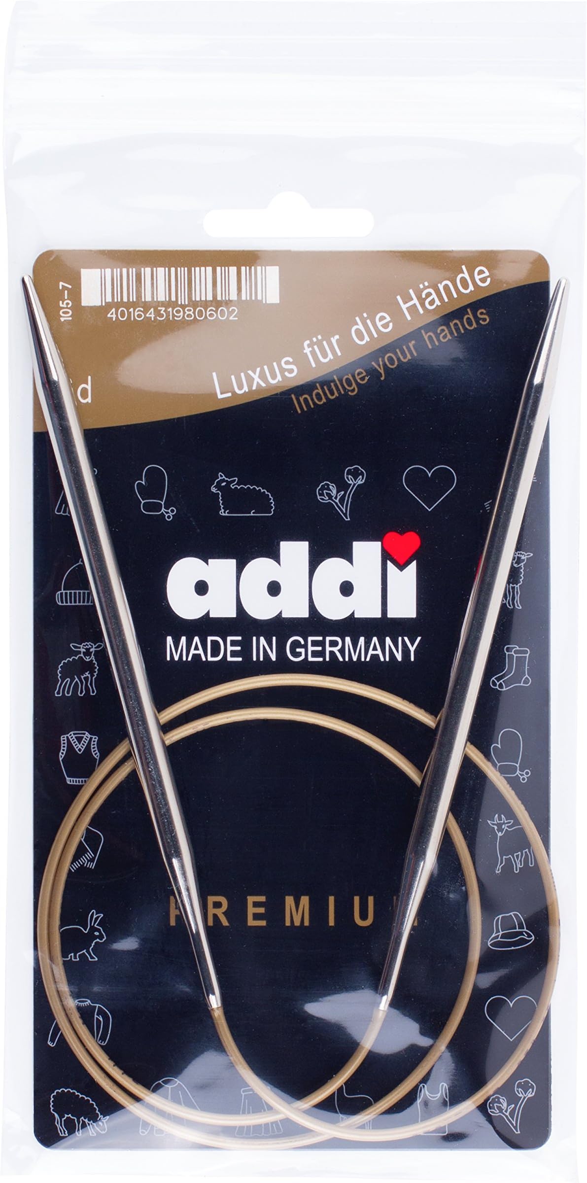 Addi Circular Knitting Needle, Metal, 4.5