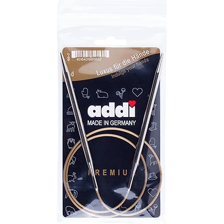 Addi Circular Knitting Needles 60cm X 7mm - Metal Knitting Needles With Smooth Brass Tips