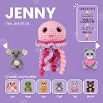 Cookie Box Kit de Crochet original pour les débutants – Ensemble de cadeaux pour faire Jenny Amigurumi Plushie – Facile. DIY Crocheter & Kit de démarrage de tricot avec vidéo et PDF Tutoriels