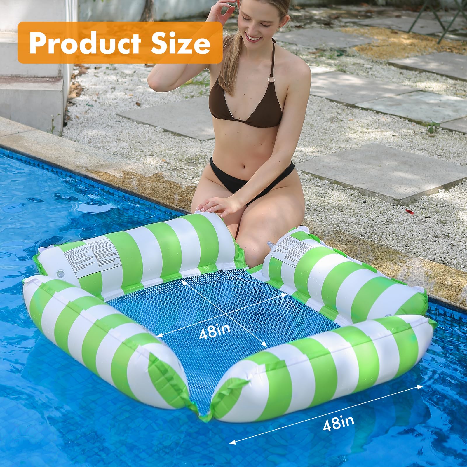 Luftmatratze Pool Erwachsene, 4-in-1 Aufblasbare Wasserhängematte 122 x 122 cm, Schwimmliege mit Mesh-Netz, Pool Float Lounge für Erwachsene, Strand, Urlaub, Poolparty, Dunkelblau