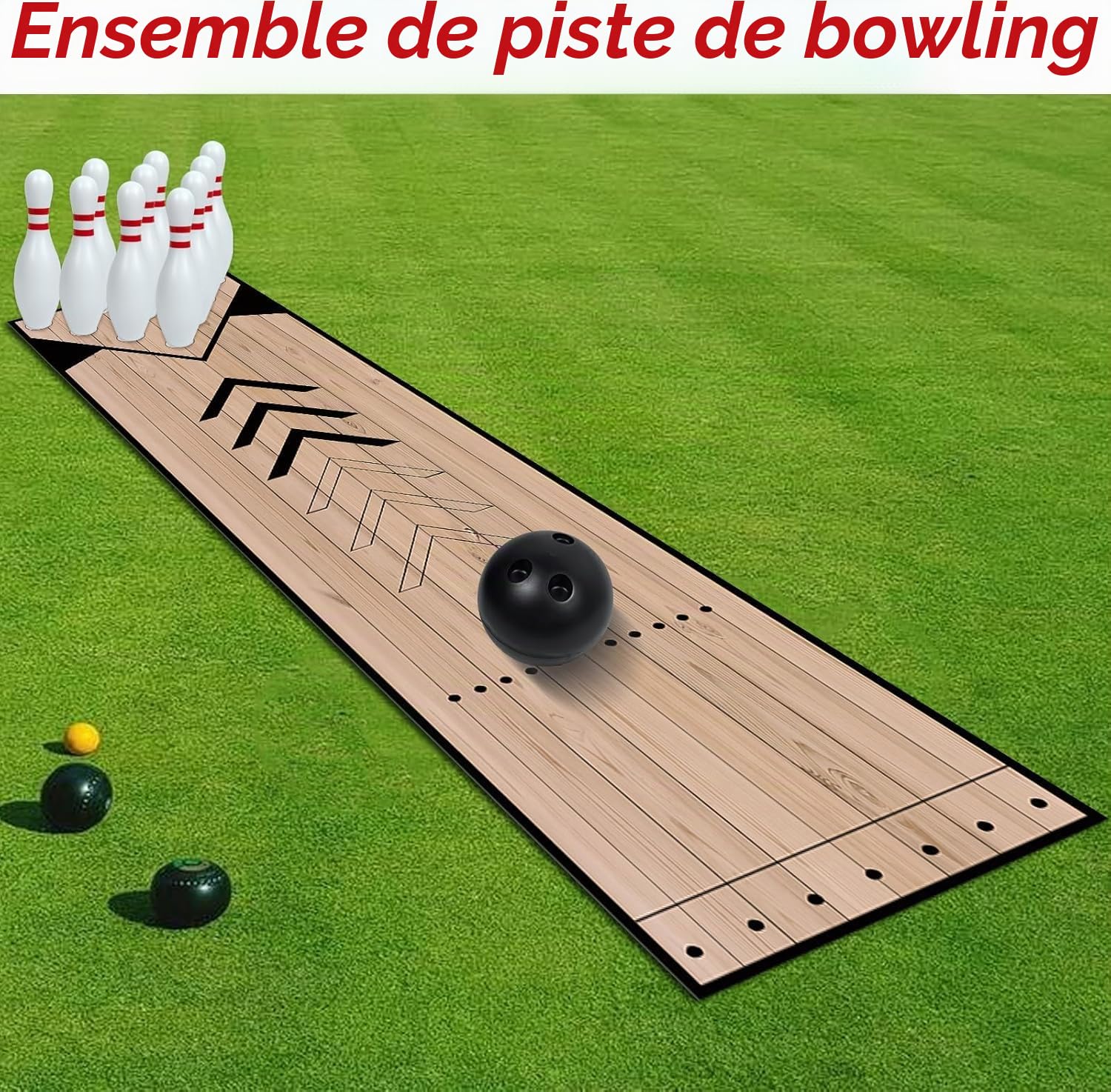 Mini jeu de bowling intérieur extérieur avec piste, quilles et balle, ensemble complet