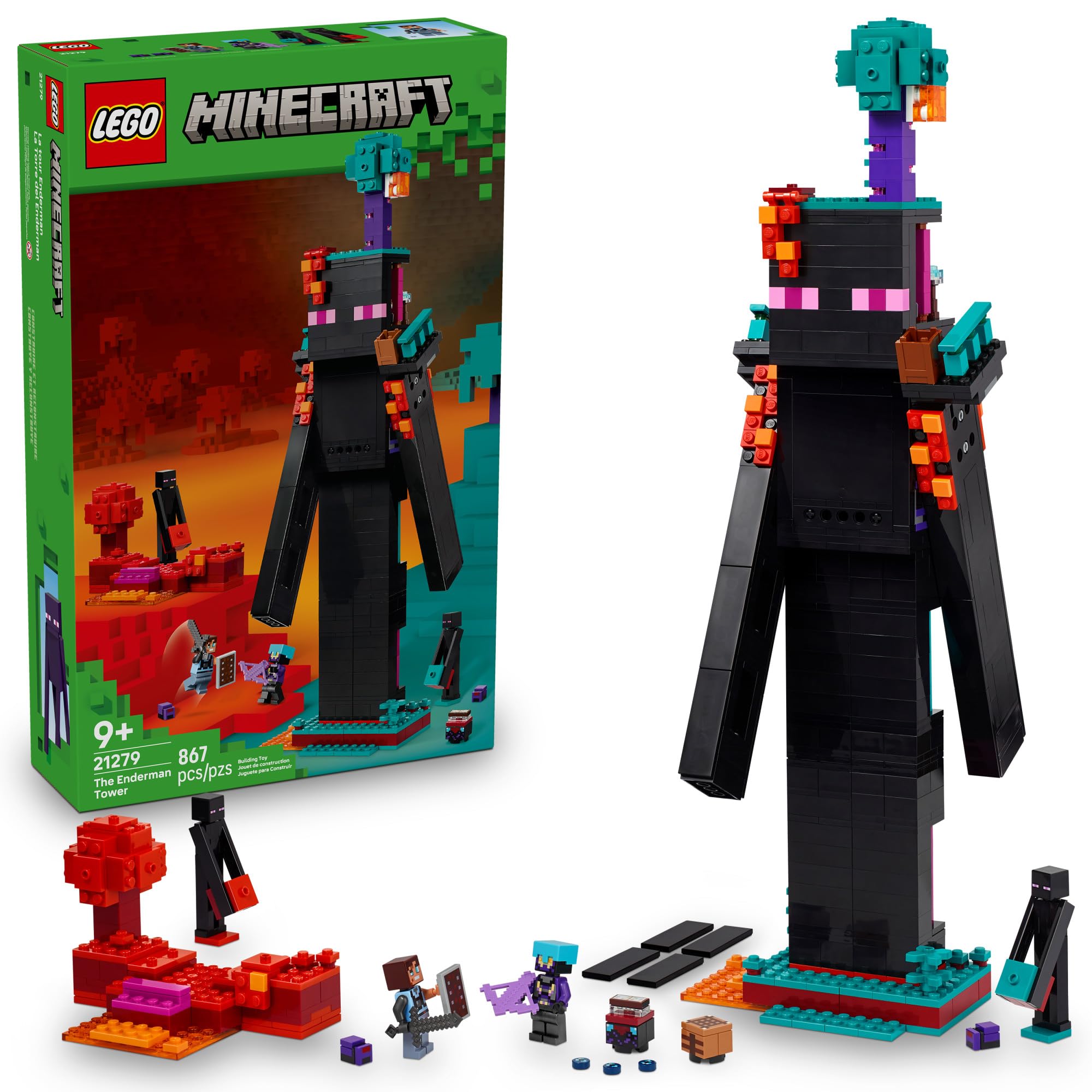 LEGO Minecraft The Enderman Tower Building Toy for Boys Girls Video  Game Building Set for Kids, Ages 9+ Toys in for Player Player