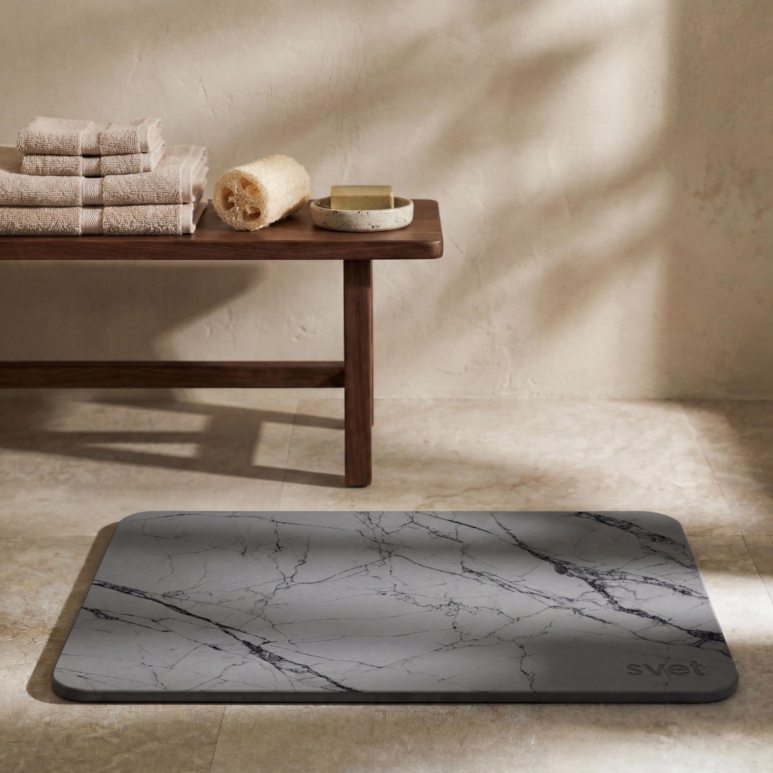 Svet - Alfombra Diatomita Baño - Secado Rápido y Ultra Absorbente, Antideslizante, Antibacteriana y Antihongos, Alfombrilla Baño Diatomita de Piedra. (Mármol Clásico) — view 24