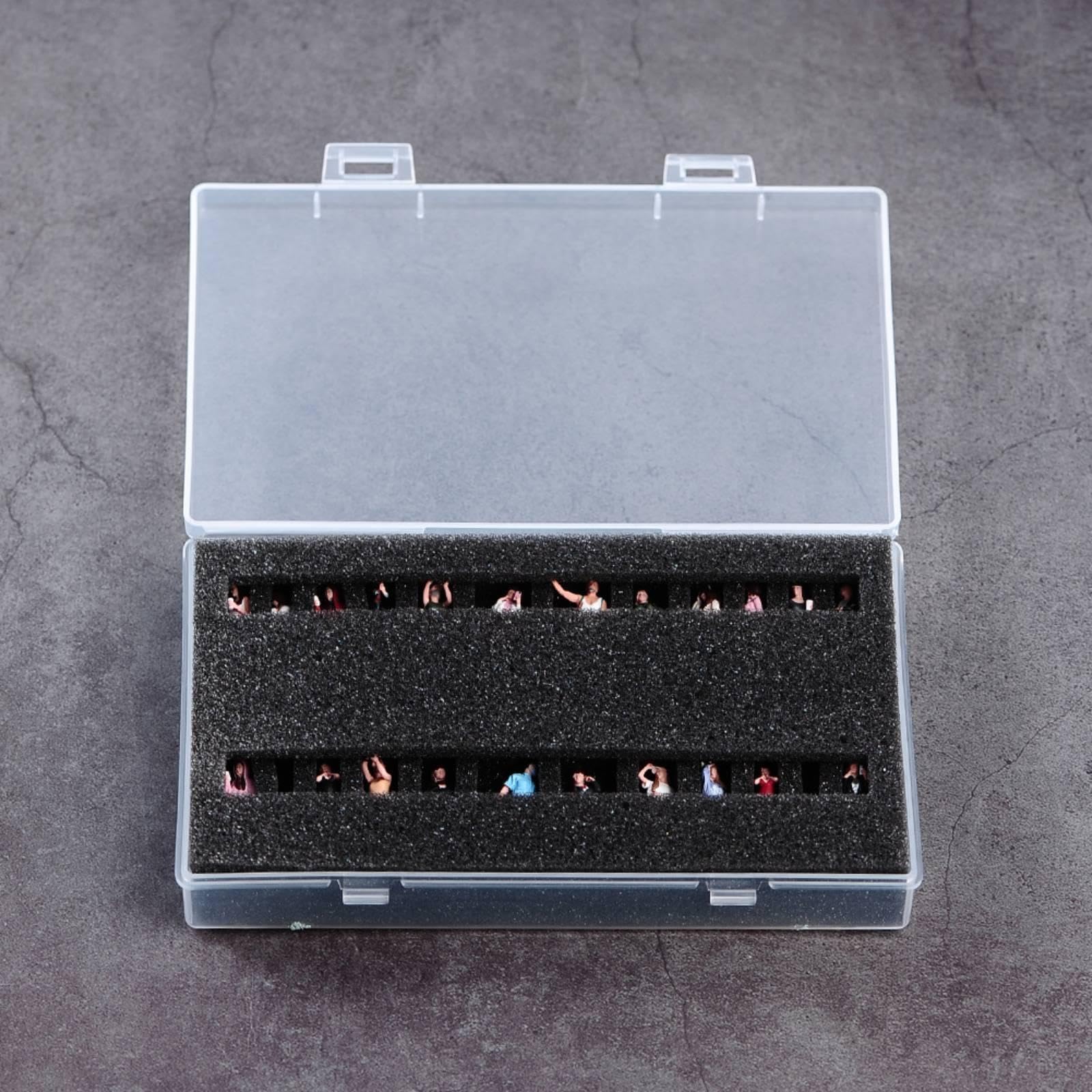 Estuche para 6 Figuras en Miniatura, Organizador con Tapa Abatible Transparente Y Recortes de Espuma Negra para Mantener Las Figuras Delicadas en Posi, 4 Piezas